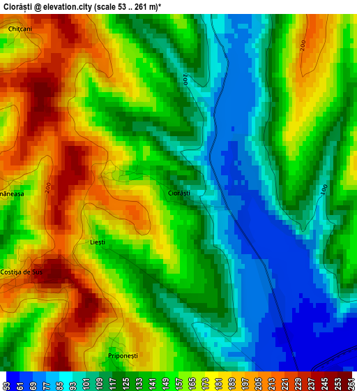 Ciorăști elevation map