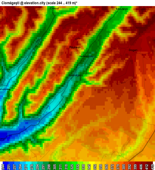 Ciomăgeşti elevation map