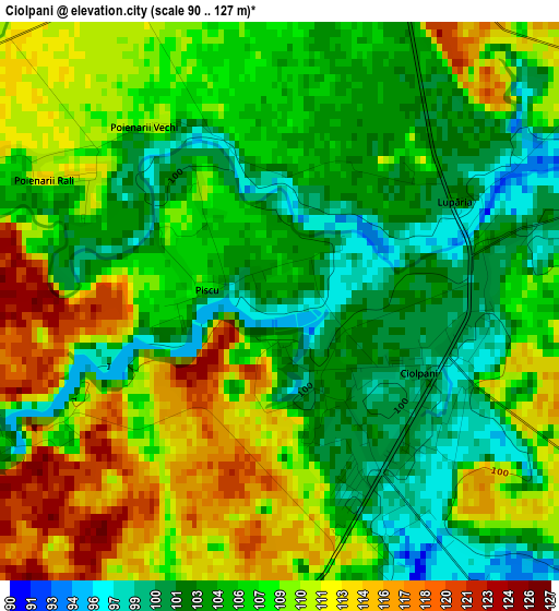 Ciolpani elevation map