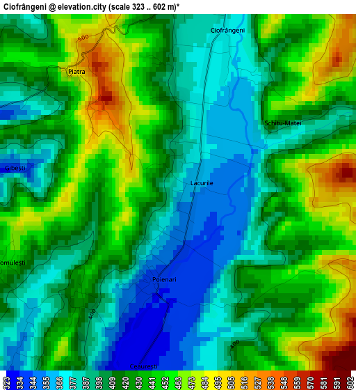 Ciofrângeni elevation map