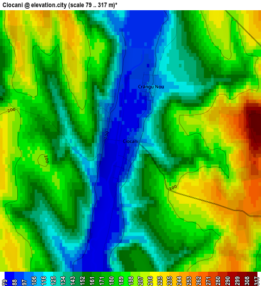 Ciocani elevation map