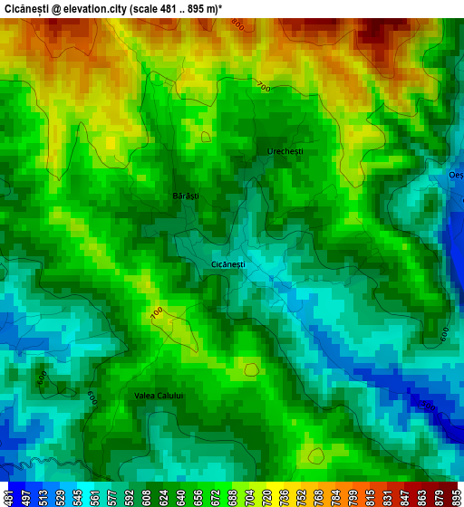 Cicănești elevation map