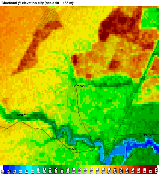 Ciocănari elevation map