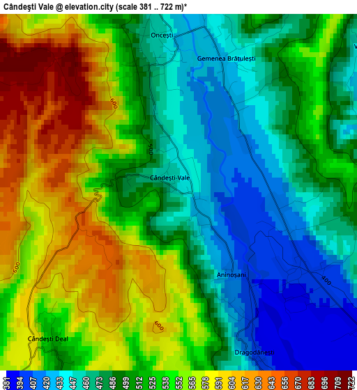 Cândeşti Vale elevation map