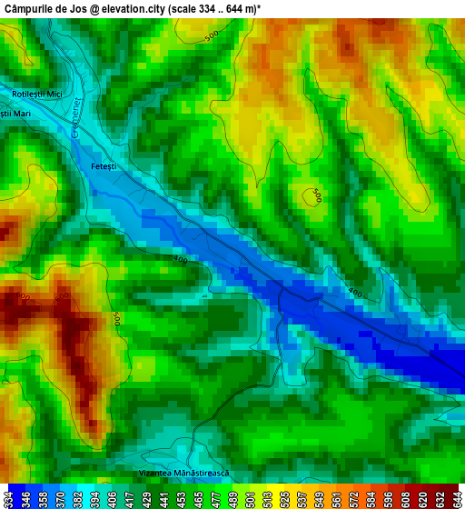 Câmpurile de Jos elevation map