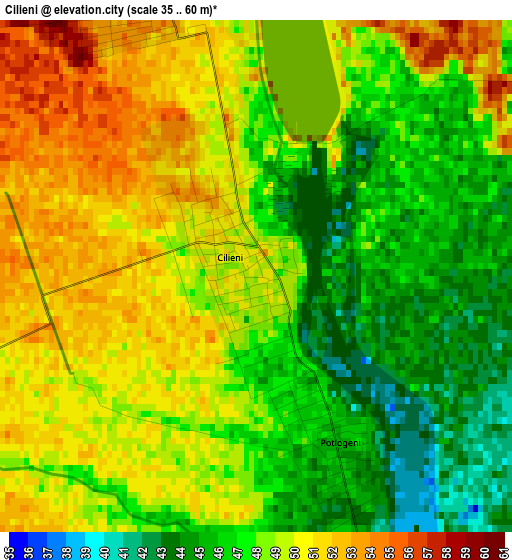 Cilieni elevation map