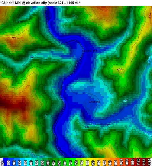 Câinenii Mici elevation map