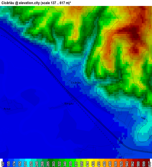 Cicârlău elevation map