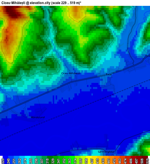 Ciceu-Mihăiești elevation map