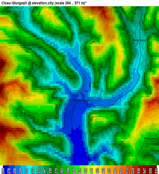 Ciceu-Giurgeşti elevation map