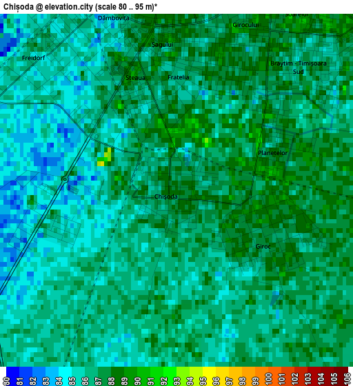 Chișoda elevation map