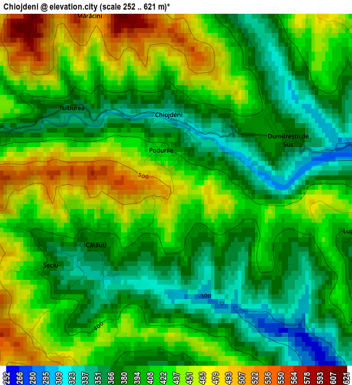 Chiojdeni elevation map