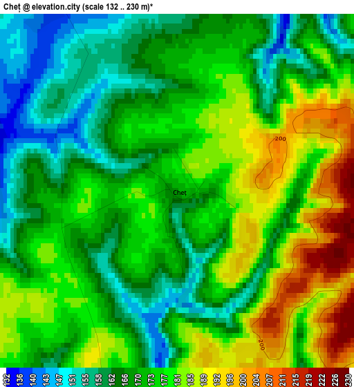 Cheț elevation map