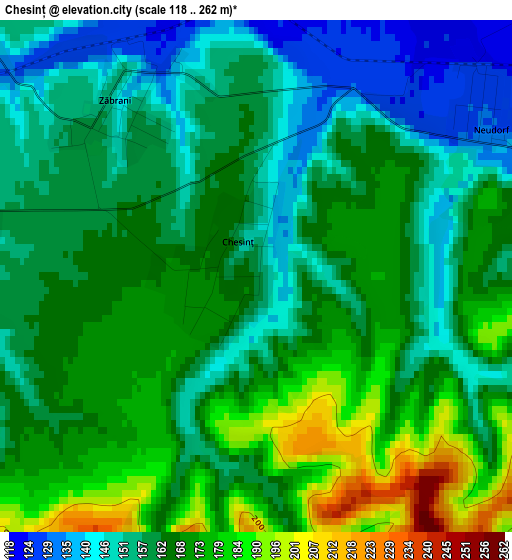 Chesinț elevation map