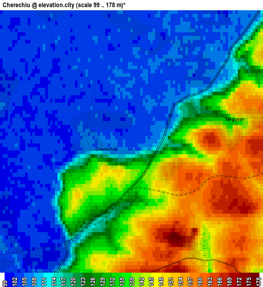 Cherechiu elevation map