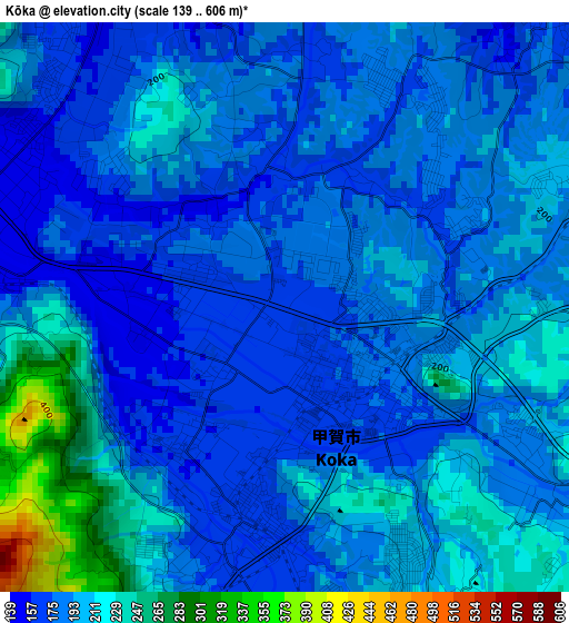 Kōka elevation map