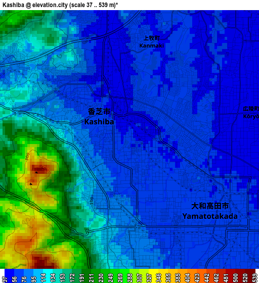 Kashiba elevation map