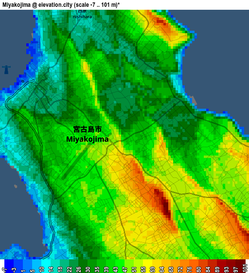 Miyakojima elevation map