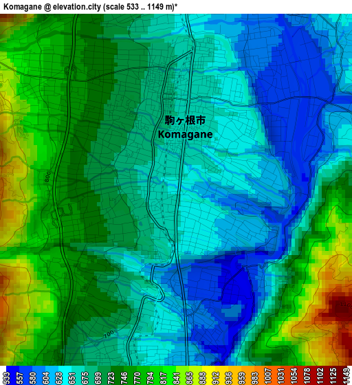 Komagane elevation map