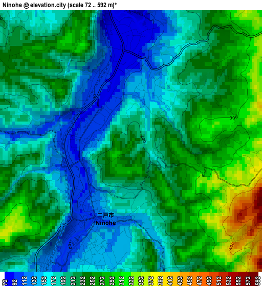 Ninohe elevation map