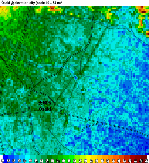 Ōsaki elevation map