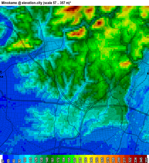 Minokamo elevation map