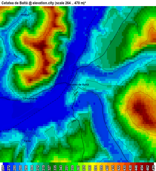 Cetatea de Baltă elevation map