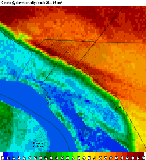 Cetate elevation map