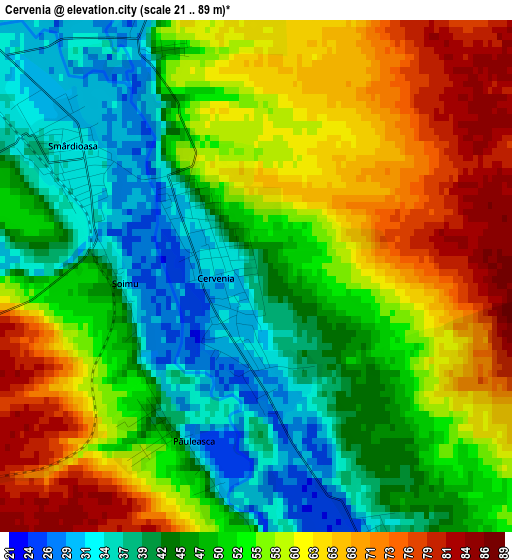 Cervenia elevation map