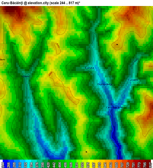 Ceru-Băcăinţi elevation map