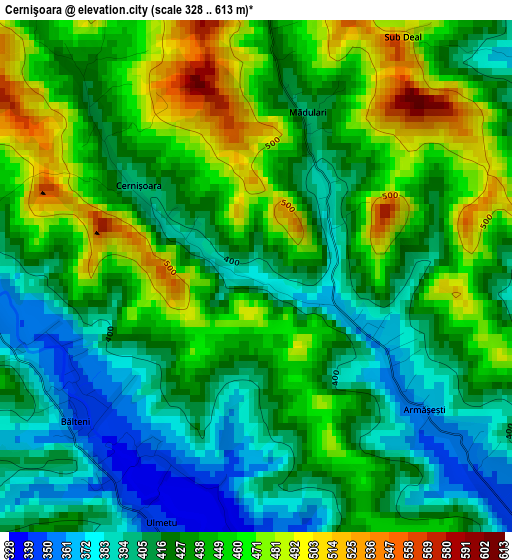 Cernişoara elevation map