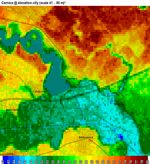 Cernica elevation map