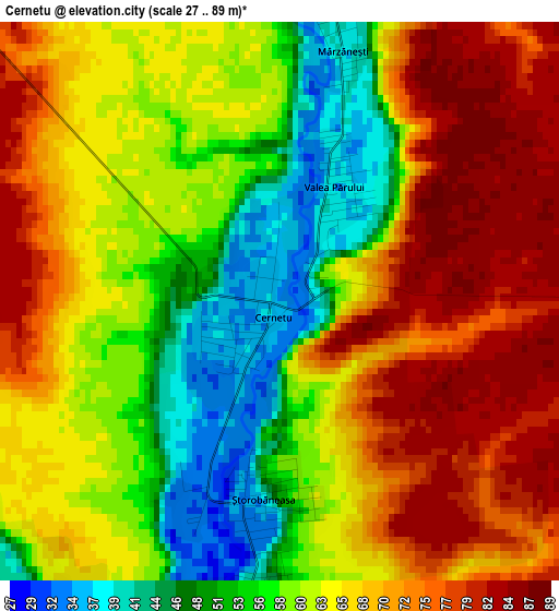 Cernetu elevation map