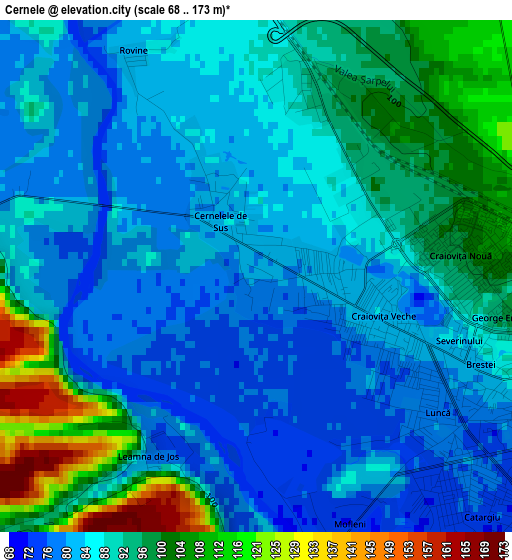 Cernele elevation map