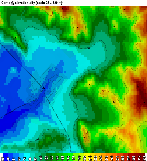 Cerna elevation map