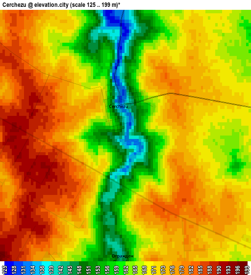 Cerchezu elevation map