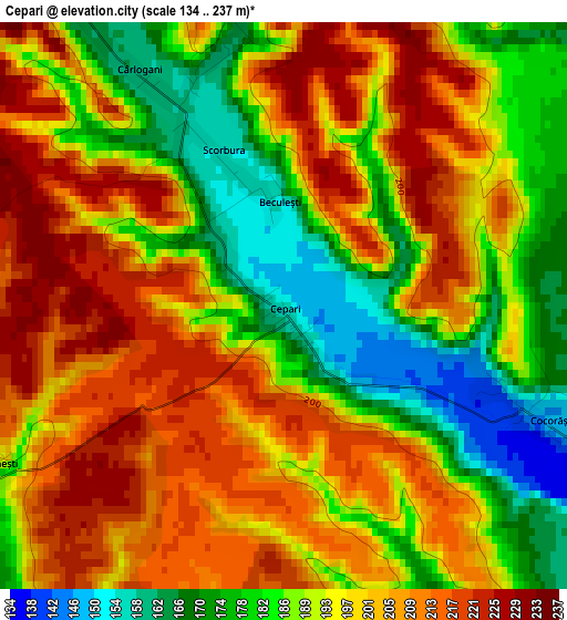 Cepari elevation map