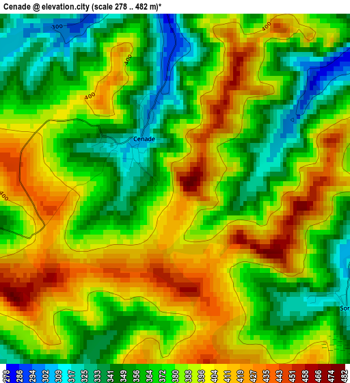 Cenade elevation map