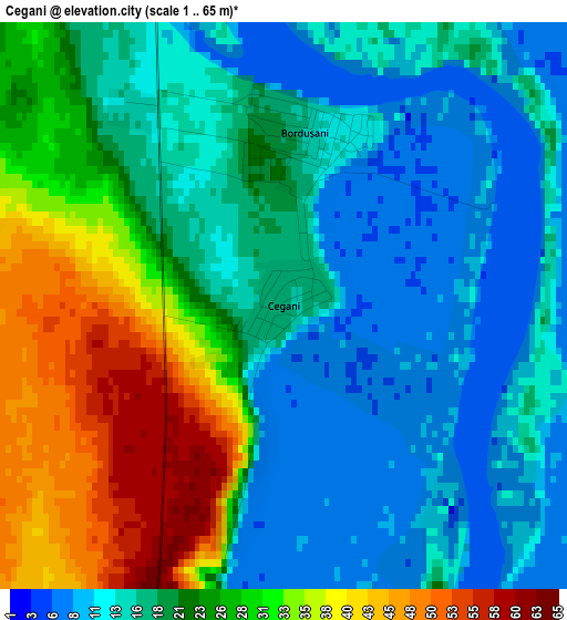 Cegani elevation map