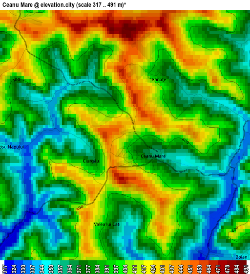 Ceanu Mare elevation map