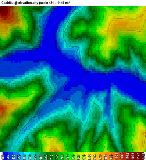 Ceahlău elevation map