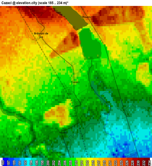 Cazaci elevation map