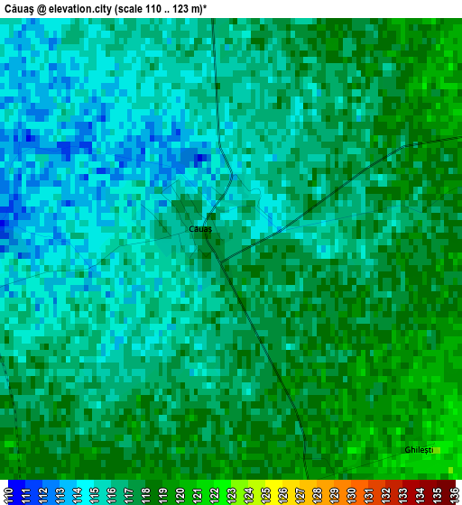 Căuaş elevation map