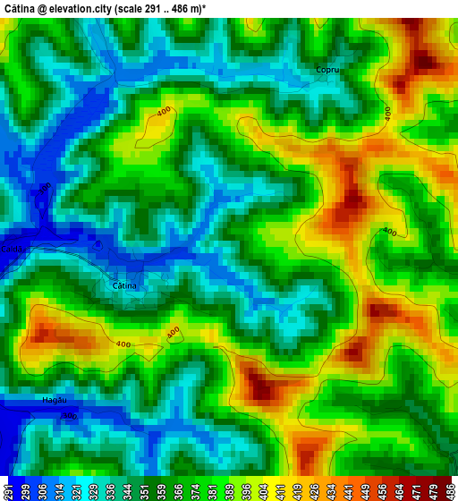 Cătina elevation map