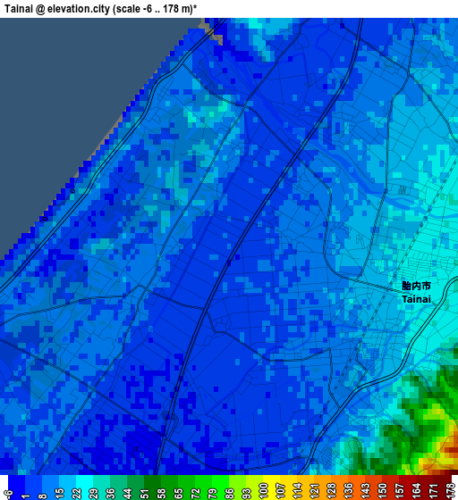 Tainai elevation map