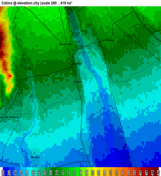 Cătina elevation map