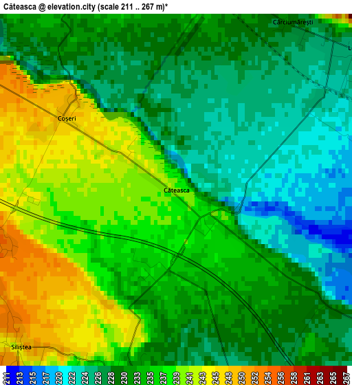 Căteasca elevation map