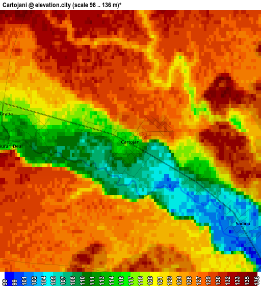 Cartojani elevation map