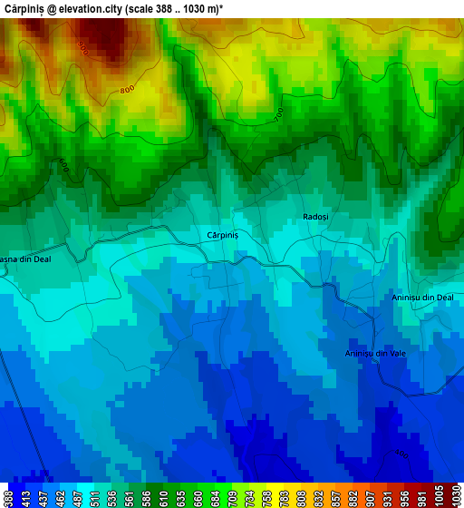 Cărpiniș elevation map