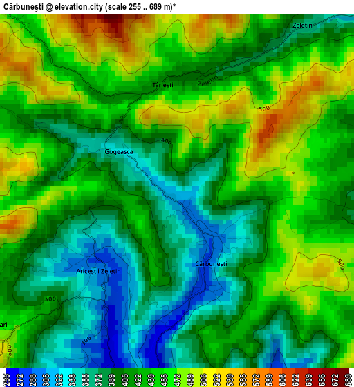 Cărbuneşti elevation map